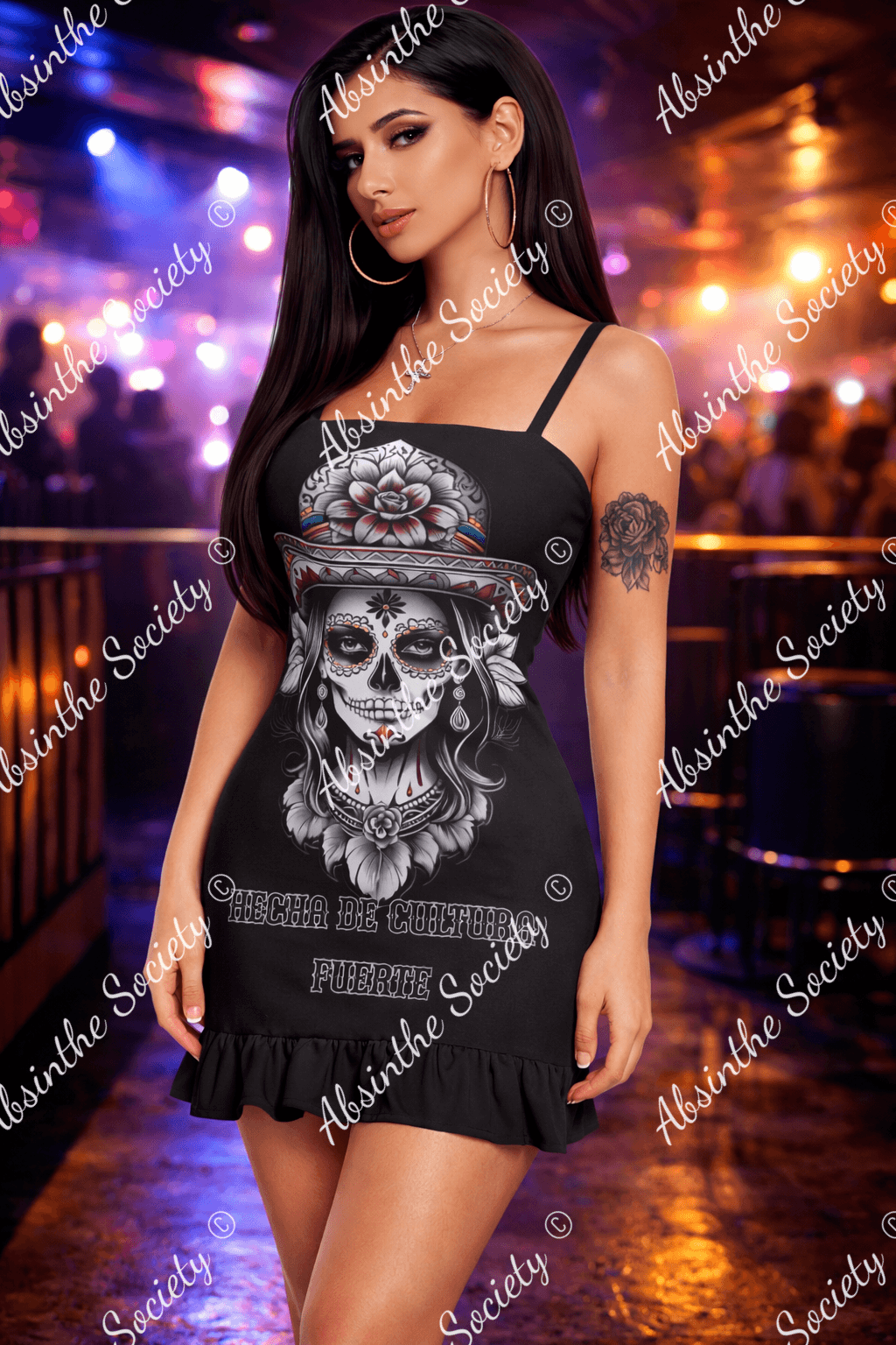 Cultura Fuerte Ruffle Hem Mini Dress