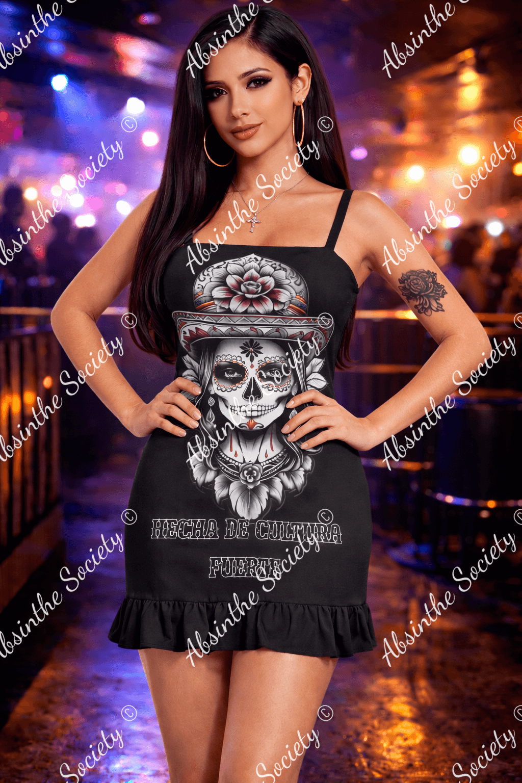 Cultura Fuerte Ruffle Hem Mini Dress