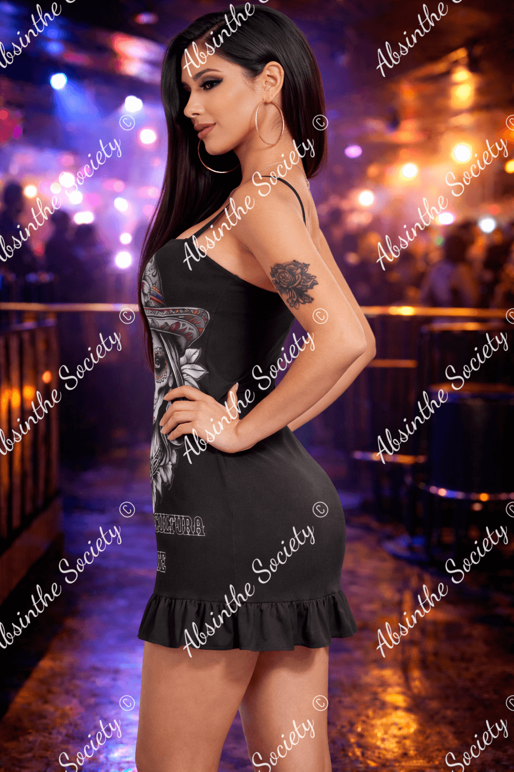 Cultura Fuerte Ruffle Hem Mini Dress