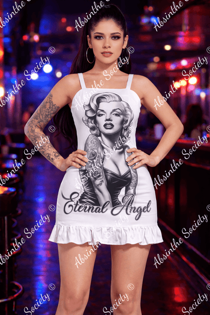 Eternal Angel (white) Neck Ruffle Mini Dress 3XL