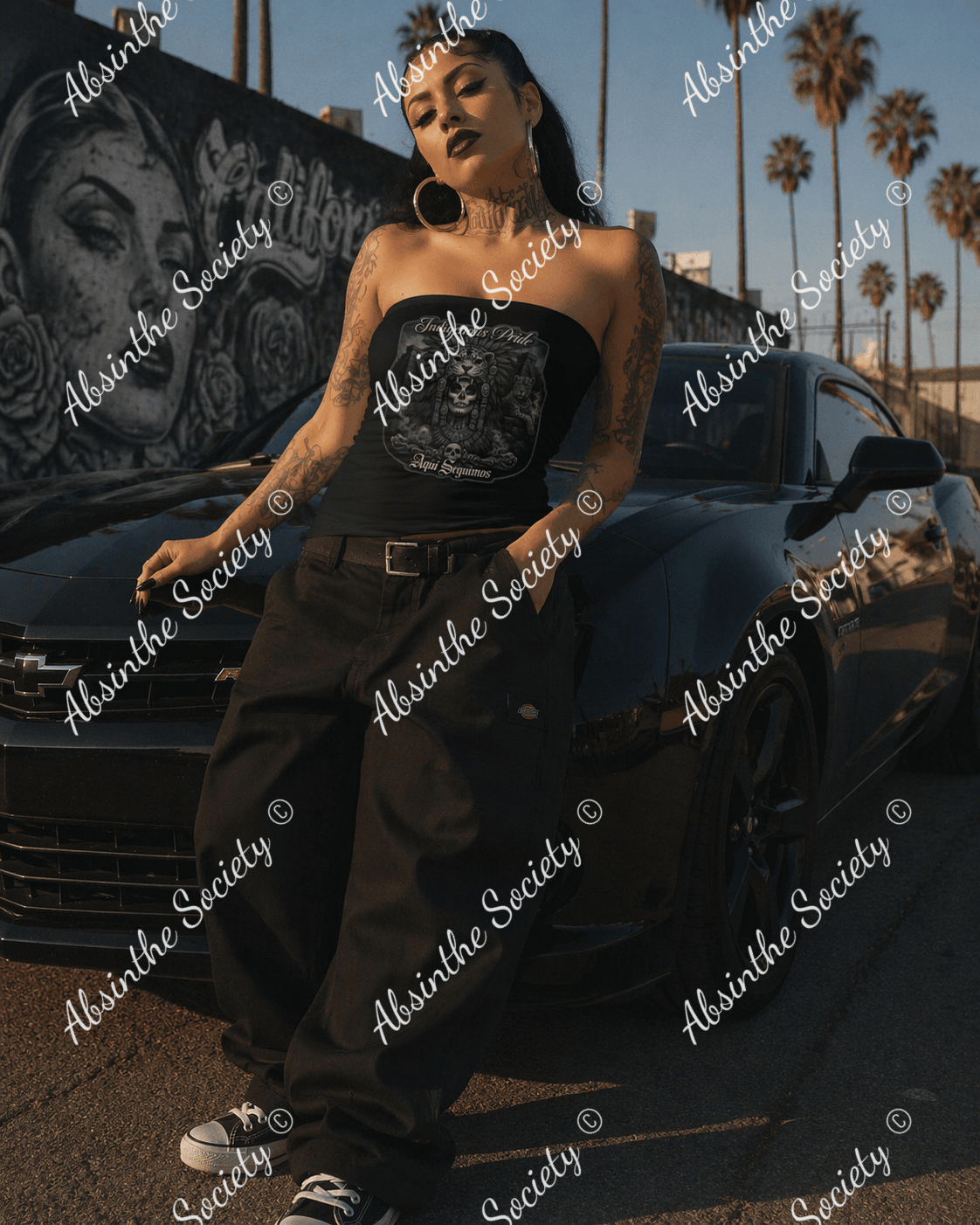 Indigenous Pride | Double-Layer Strapless Top | Dark Chicana Streetwear
