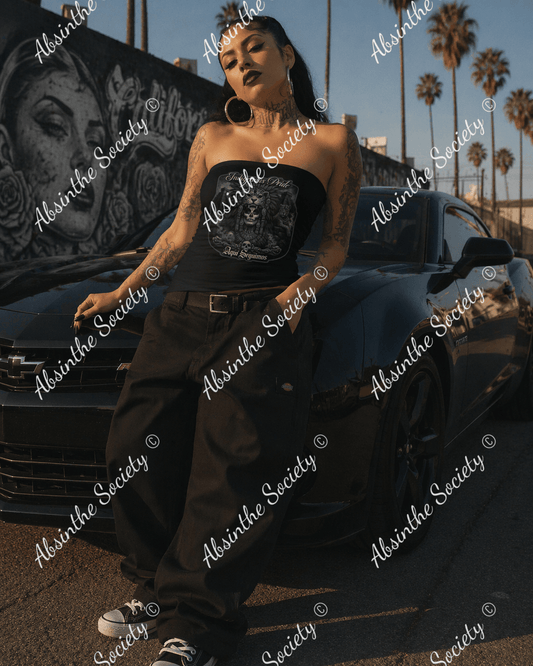 Indigenous Pride | Double-Layer Strapless Top | Dark Chicana Streetwear