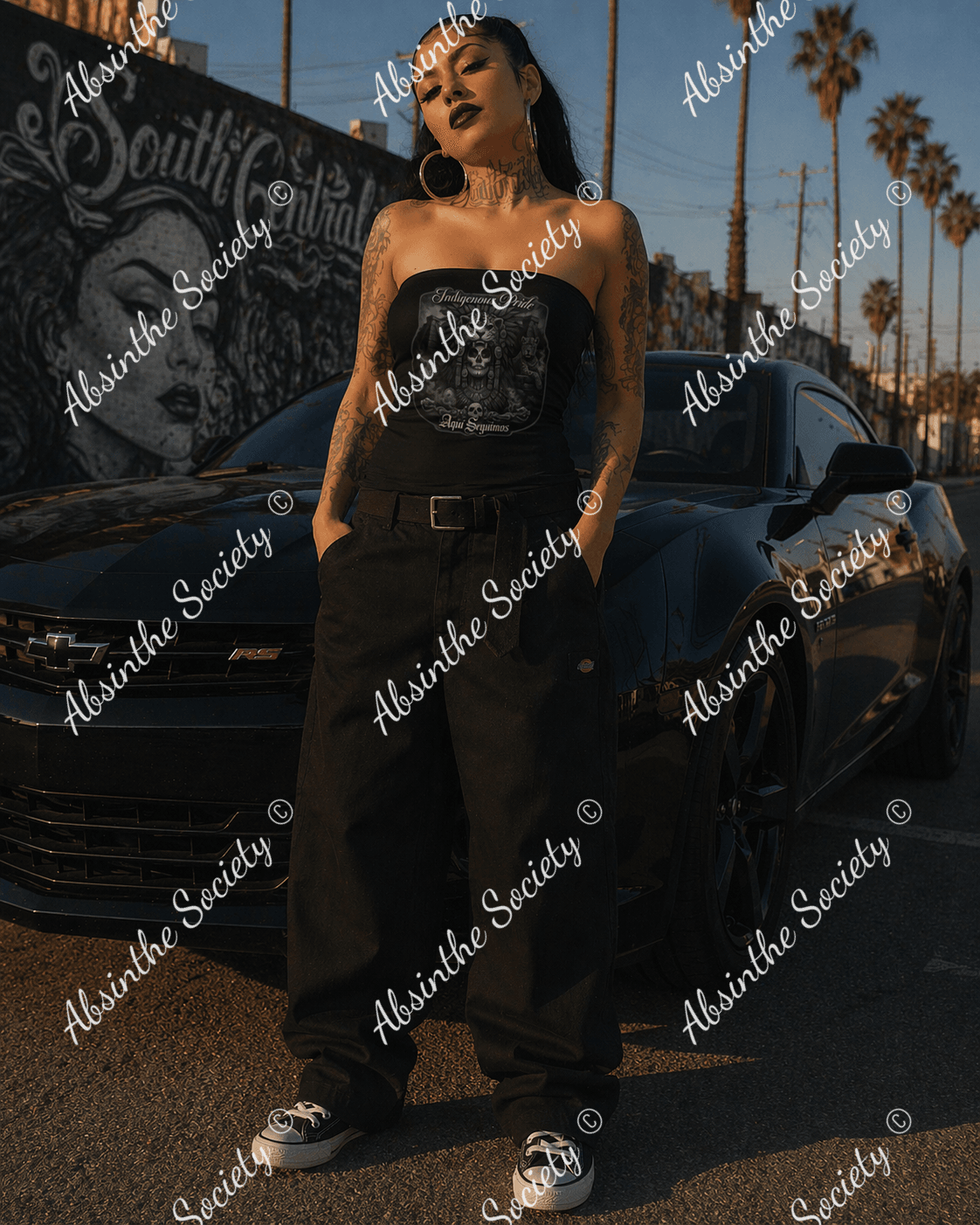 Indigenous Pride | Double-Layer Strapless Top | Dark Chicana Streetwear
