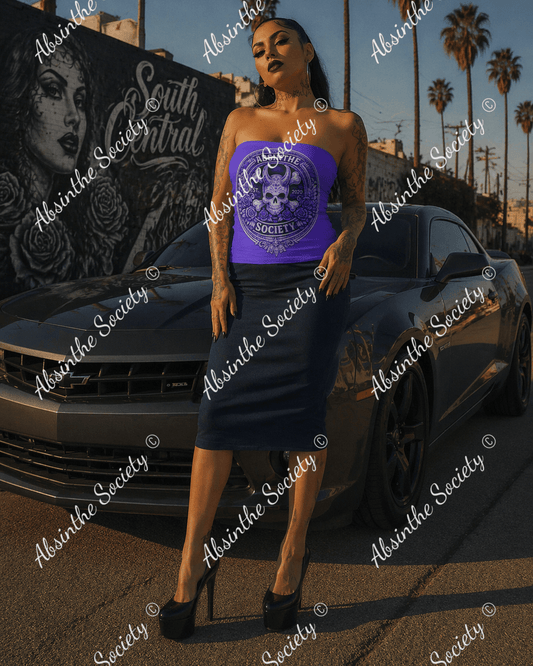 Absinthe Society Logo | Double-Layer Strapless Top | Dark Chicana Streetwear