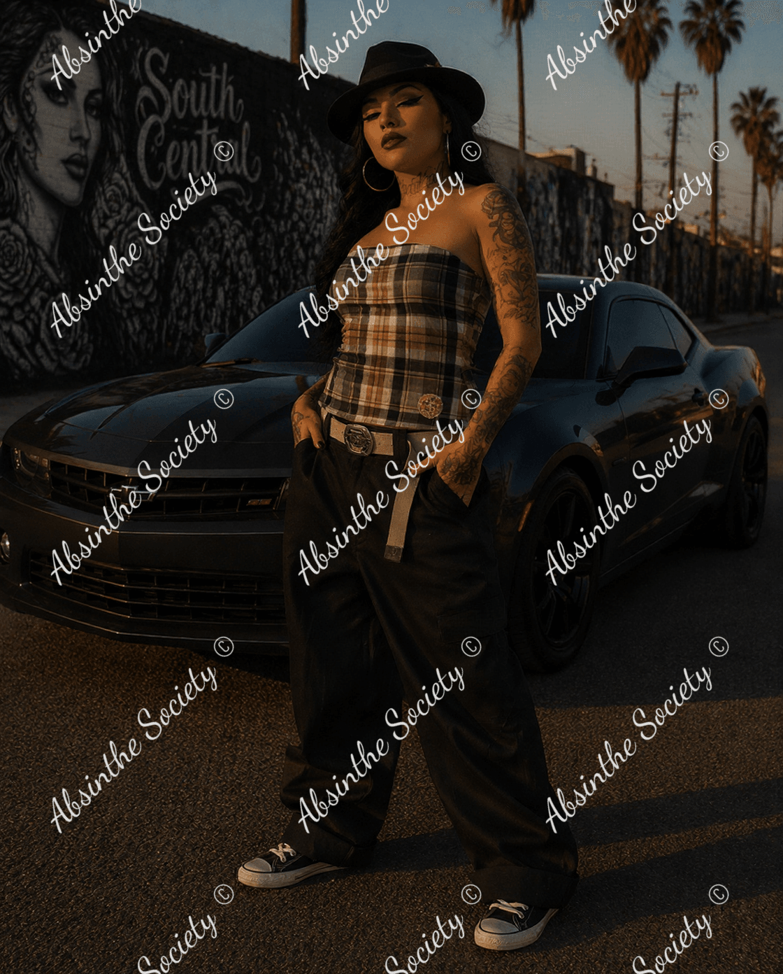 Street Plaid | Brown & Tan Double-Layer Strapless Top | Chicana Earthtone Streetwear