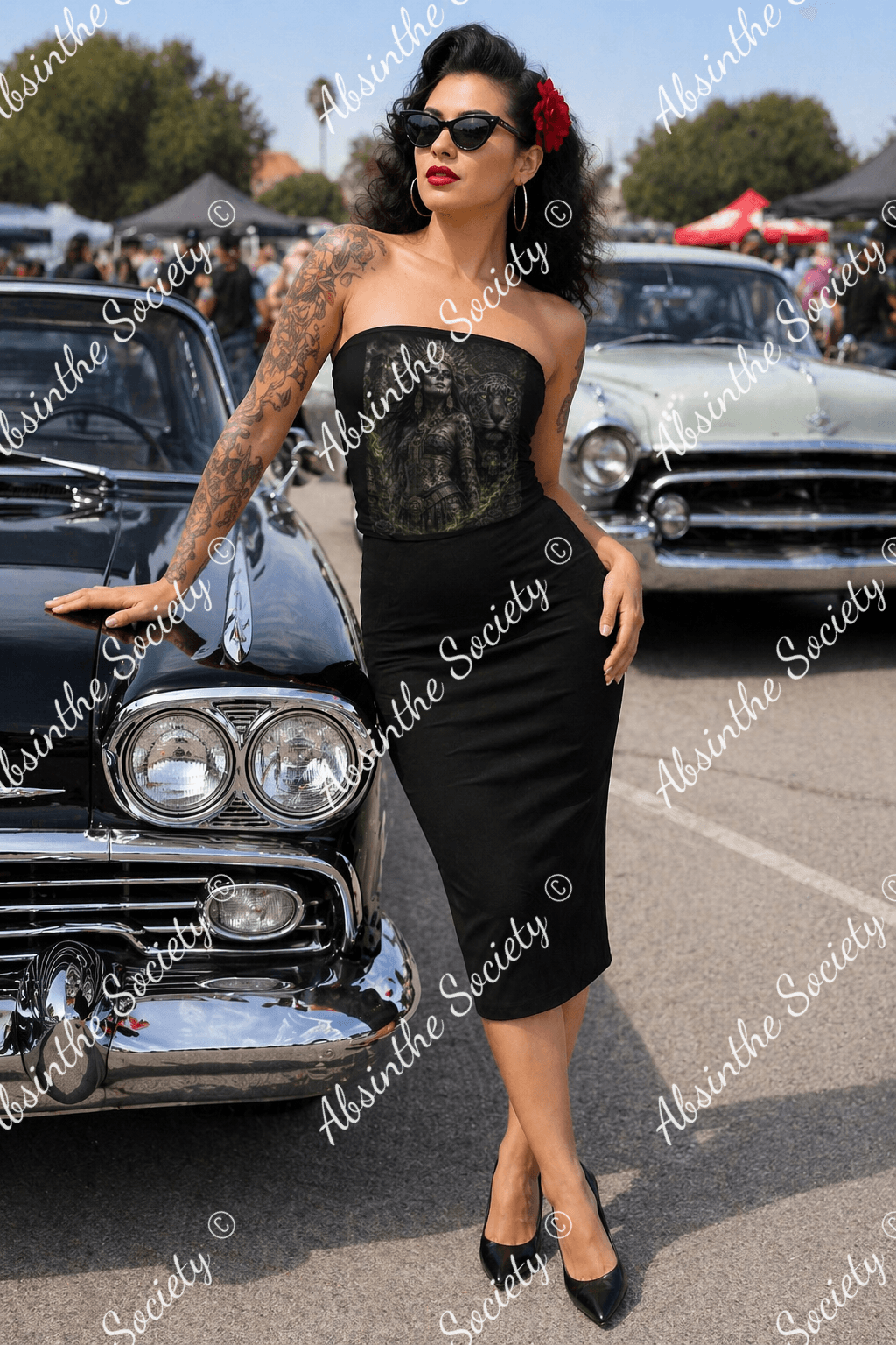 La Reina | Double-Layer Strapless Top | Dark Chicana Royal Streetwear