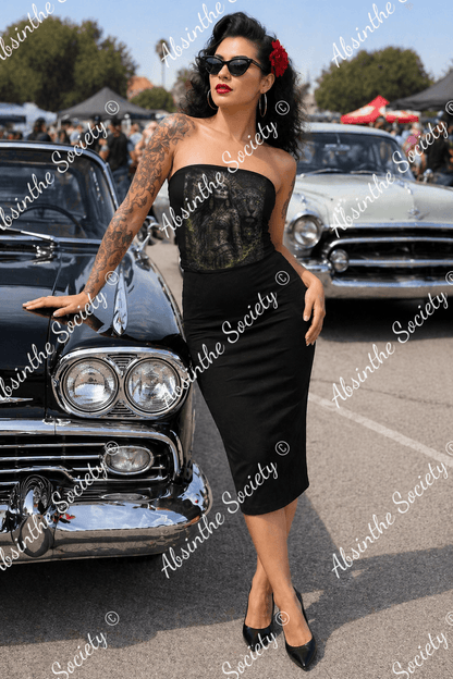 La Reina | Double-Layer Strapless Top | Dark Chicana Royal Streetwear