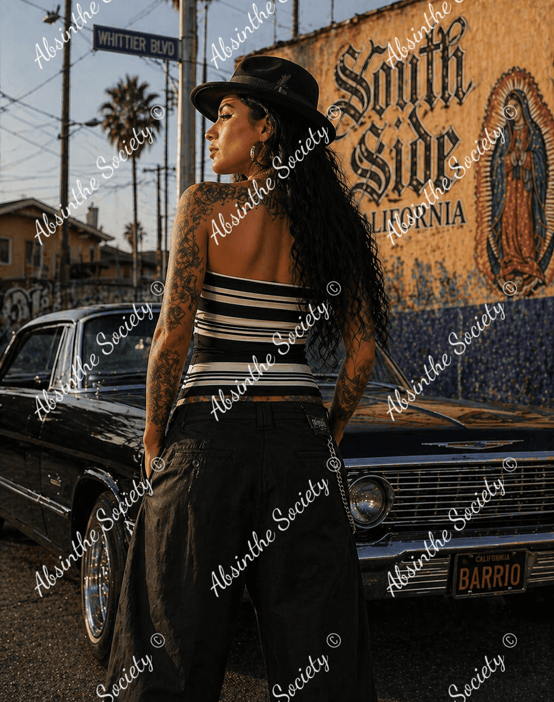 La Oscura | Black Stripe Double-Layer Strapless Top | Dark Chicana Gothic Streetwear