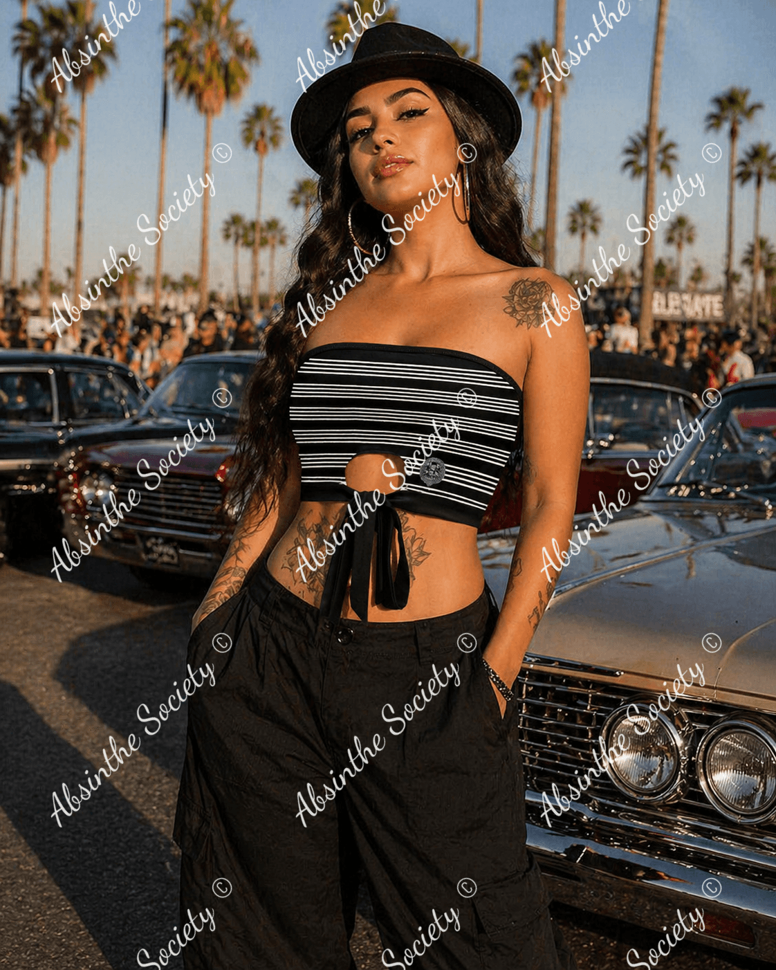 La Tormenta | All-Over Print Tie Bandeau Top | Dark Chicana Gothic Streetwear Black