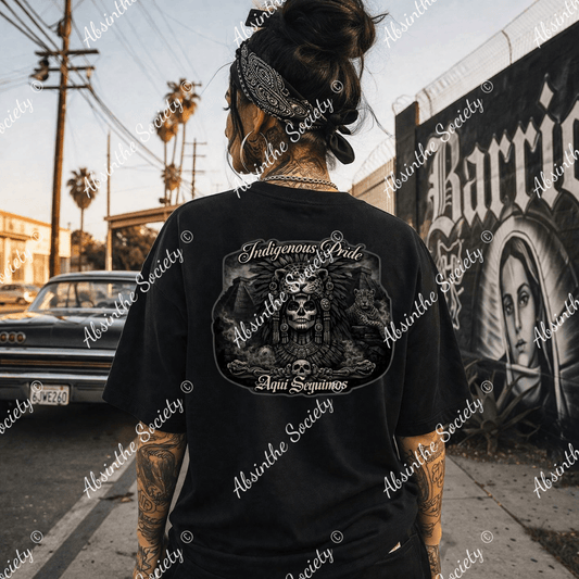 Indigenous Pride — Aquí Seguimos — Jaguar Queen T-Shirt | Printed in USA | Absinthe Society