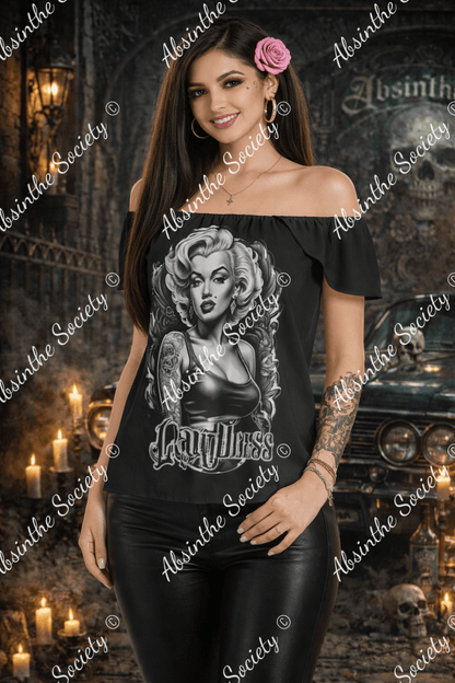 L.A Goddess- Black Sleeve Women's Off The Shoulder Top 3XL