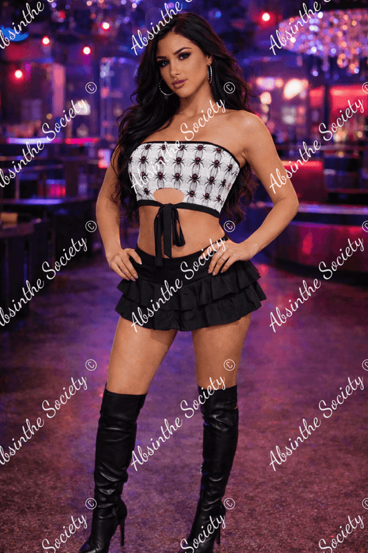Widow Maker Tie Bandeau Top Black