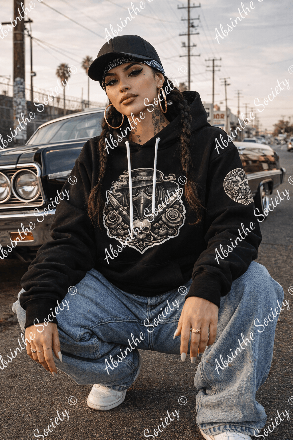 La Vida Toxica - Plague Saint Grayscale Unisex Pullover Hoodie | 310GSM Cotton