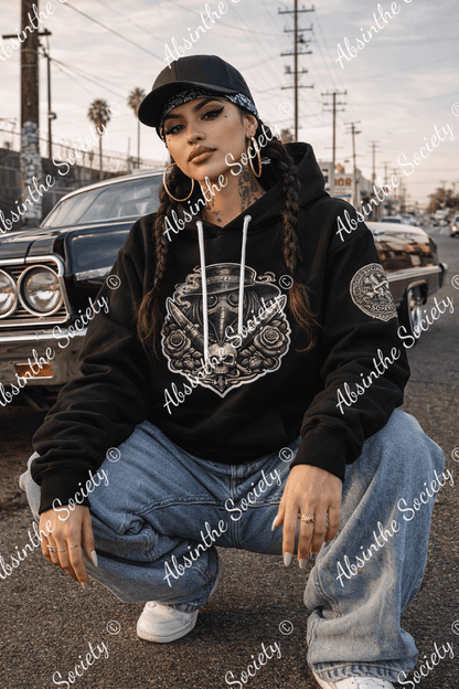 La Vida Toxica - Plague Saint Grayscale Unisex Pullover Hoodie | 310GSM Cotton