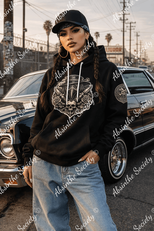 La Vida Toxica - Plague Saint Grayscale Unisex Pullover Hoodie | 310GSM Cotton
