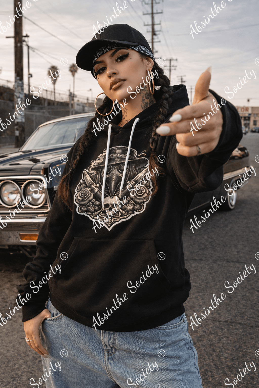 La Vida Toxica - Plague Saint Grayscale Unisex Pullover Hoodie | 310GSM Cotton White