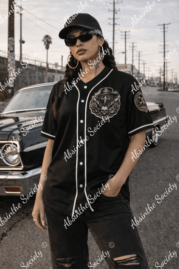 La Vida Toxica - Plague Saint & The Widow Grayscale - Baseball Jersey