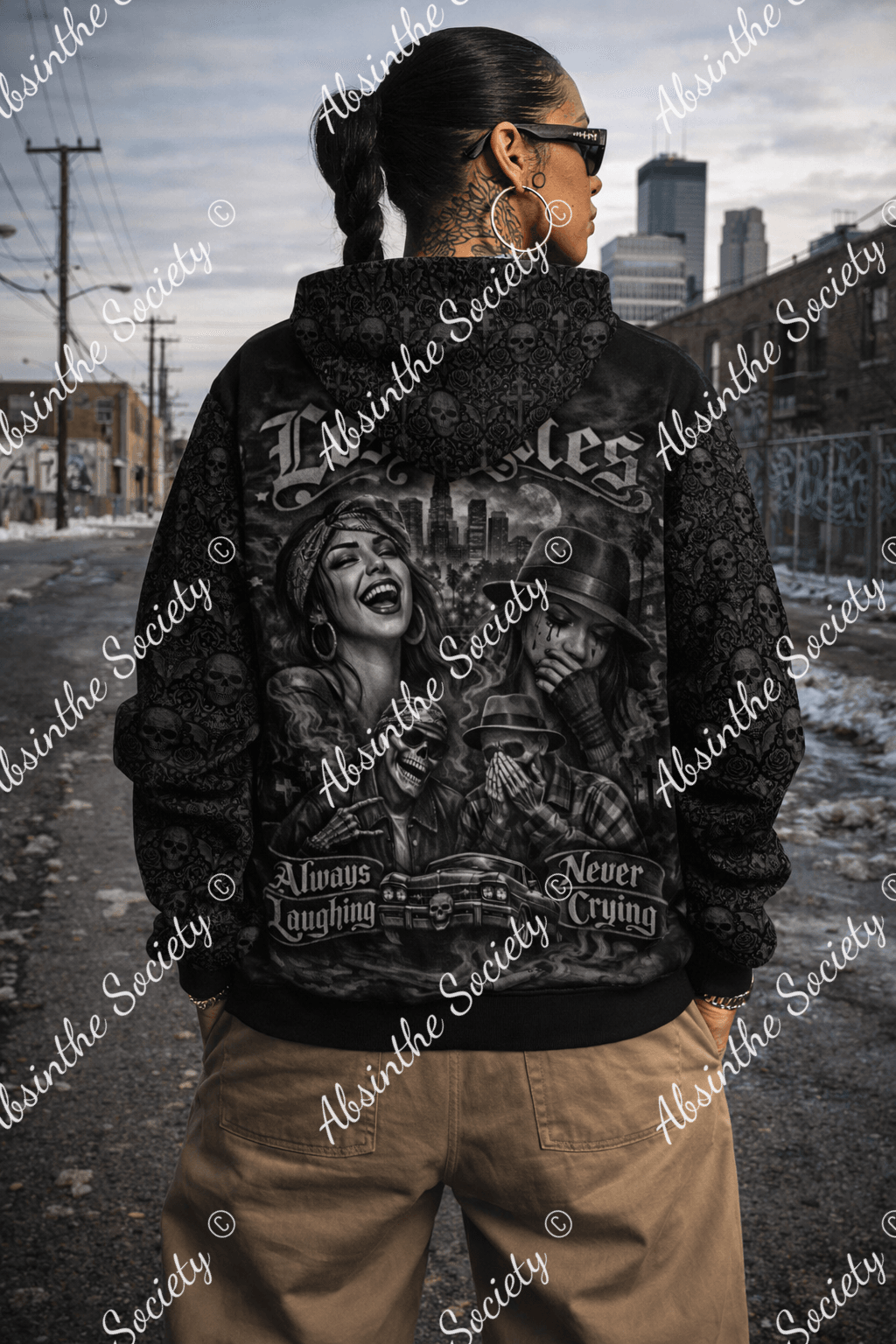 Always Laughing Never Crying Skull - Unisex Pullover Hoodie | Cotton White