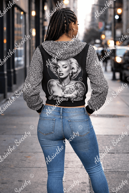 Hollywood Goddess - Marilyn - Cropped Hoodie Black