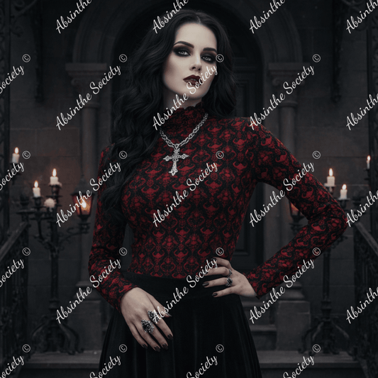 Dark Descent Women's Mesh T-shirt - Gothic Sheer Long Sleeve