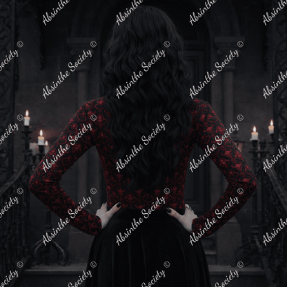 Dark Descent Women's Mesh T-shirt - Gothic Sheer Long Sleeve