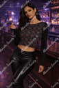 Arach-No-Phobia Cropped Mesh Long Sleeves T-shirt - Gothic White