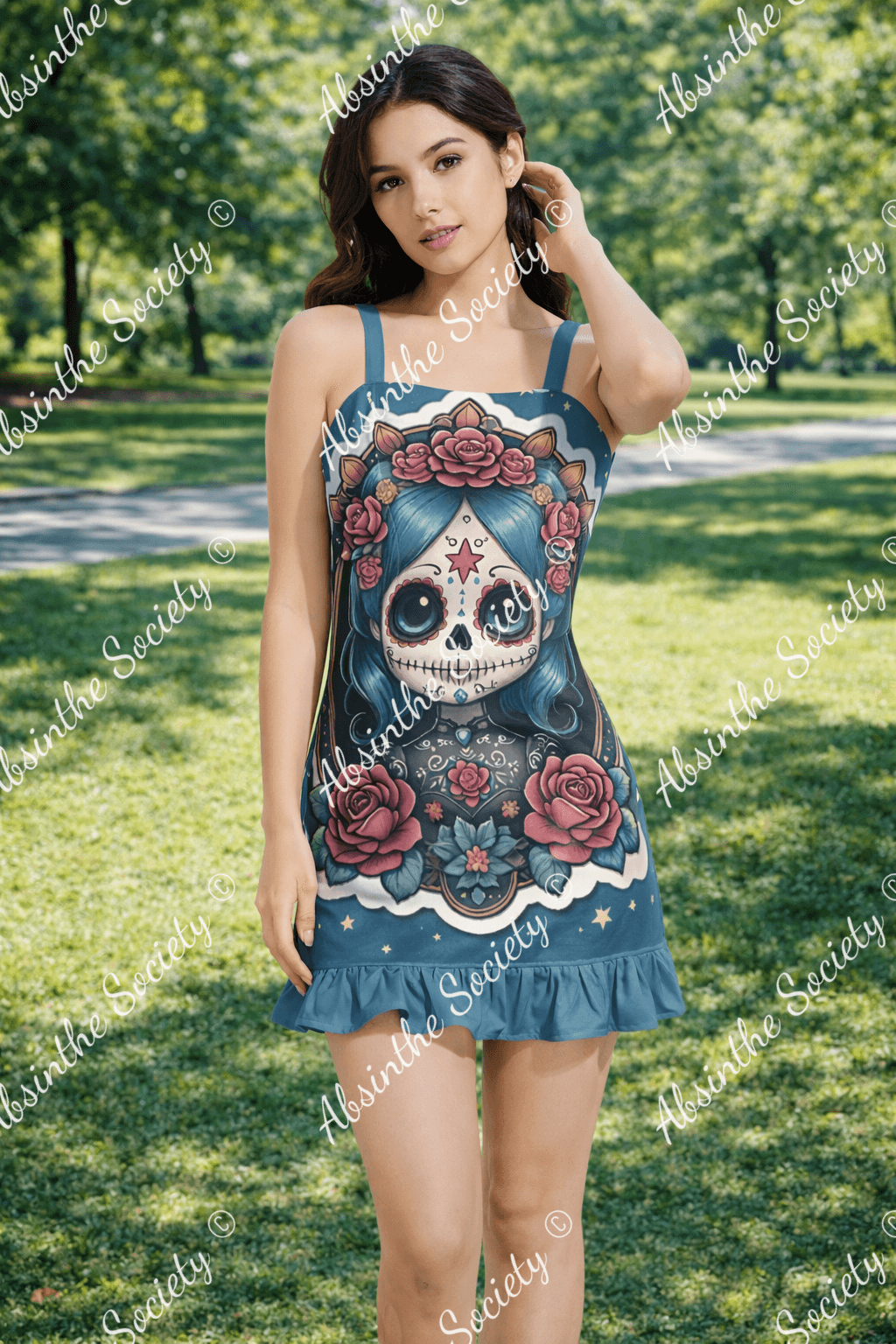 Skull Kiss - Ruffle Hem Mini Dress 3XL