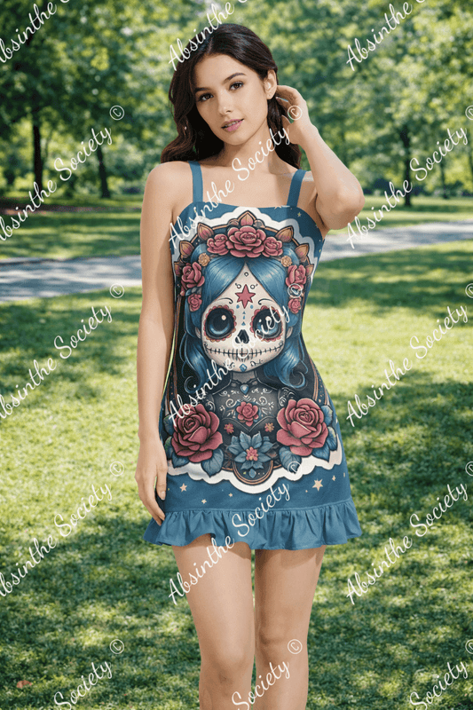 Skull Kiss - Ruffle Hem Mini Dress 3XL