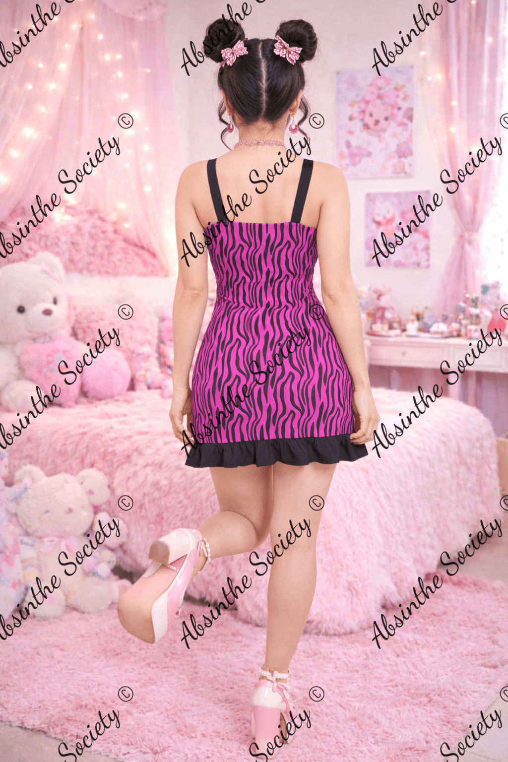 Pink Tiger - Ruffle Hem Mini Dress