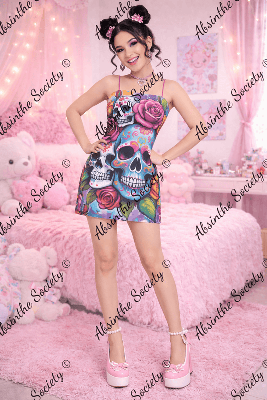 Haunted Harmony - Spaghetti Strap Mini Dress