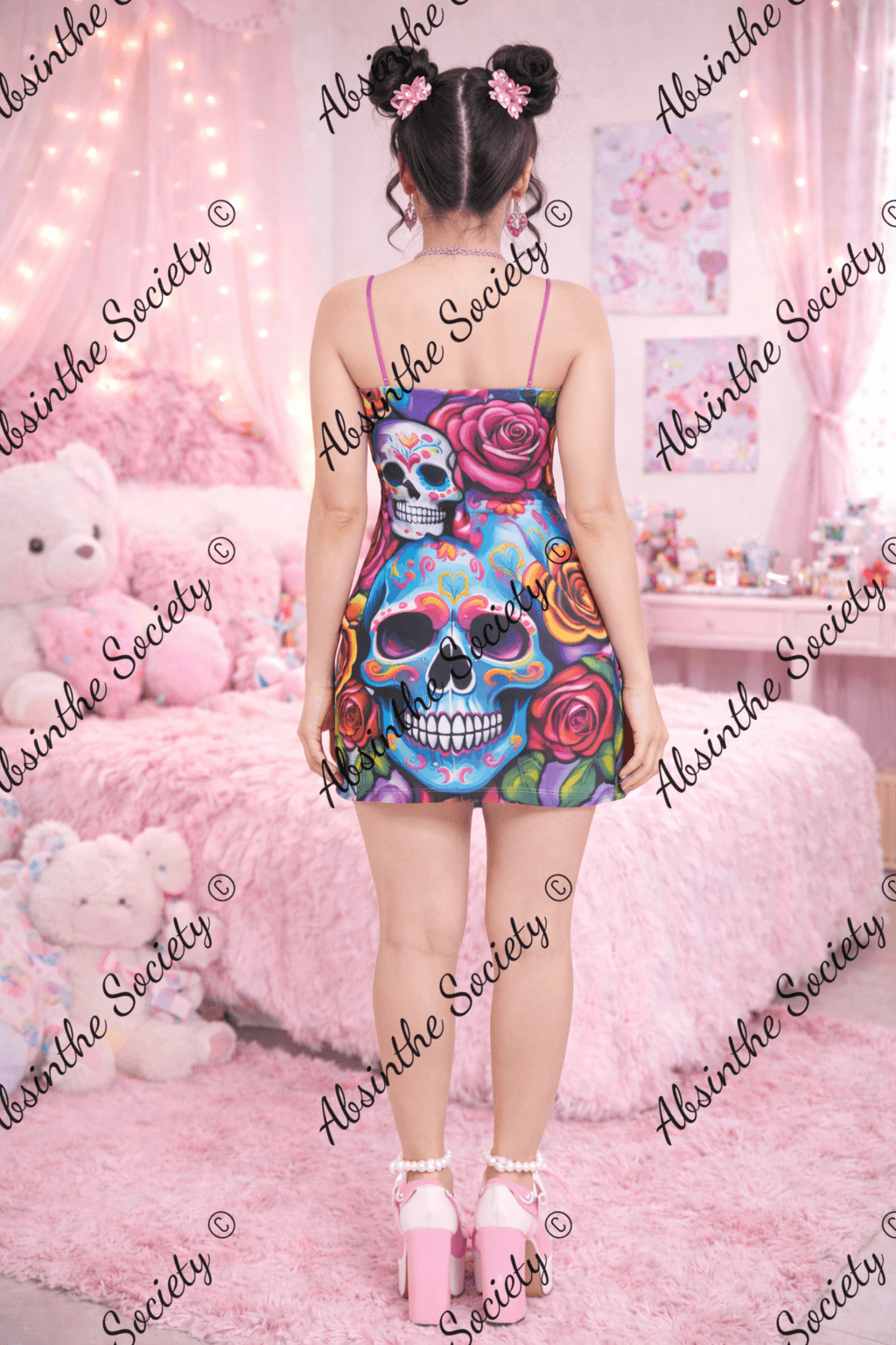 Haunted Harmony - Spaghetti Strap Mini Dress