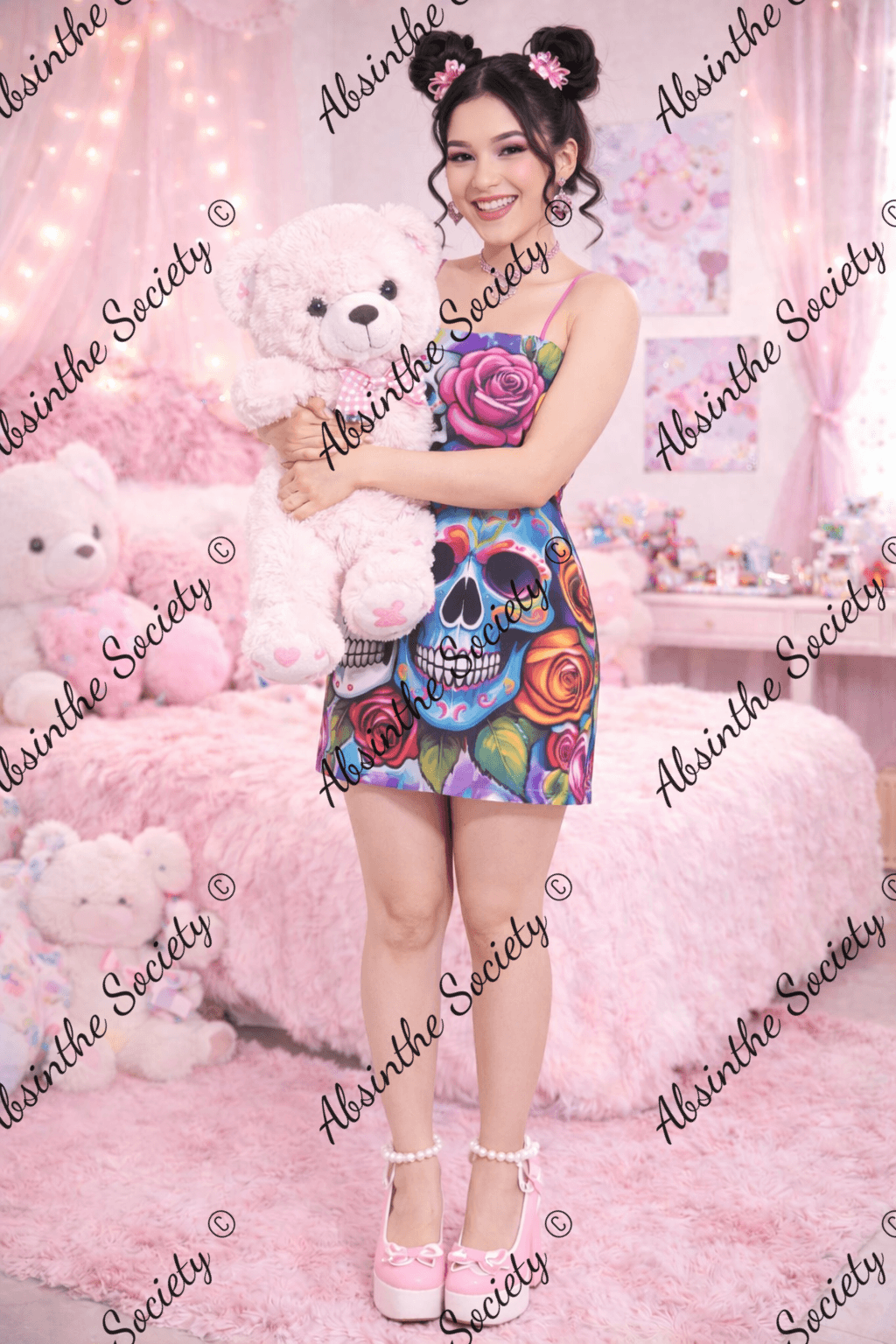 Haunted Harmony - Spaghetti Strap Mini Dress