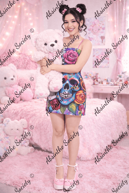 Haunted Harmony - Spaghetti Strap Mini Dress