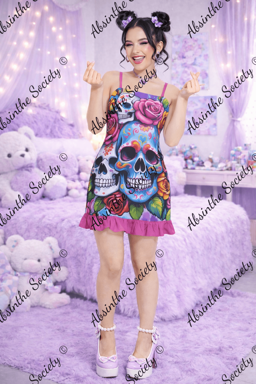 Haunted Harmony- Ruffle Hem Mini Dress