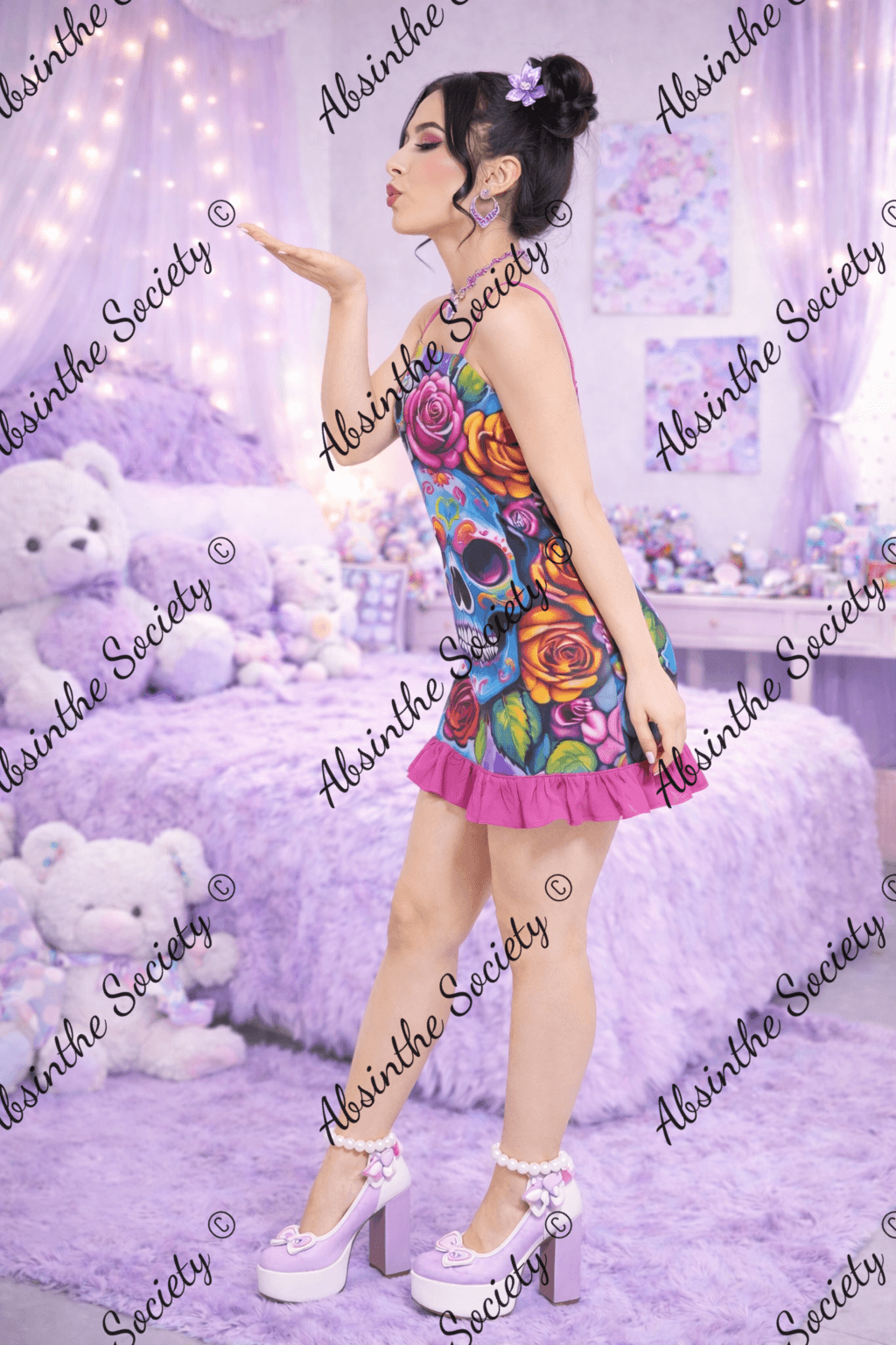 Haunted Harmony- Ruffle Hem Mini Dress