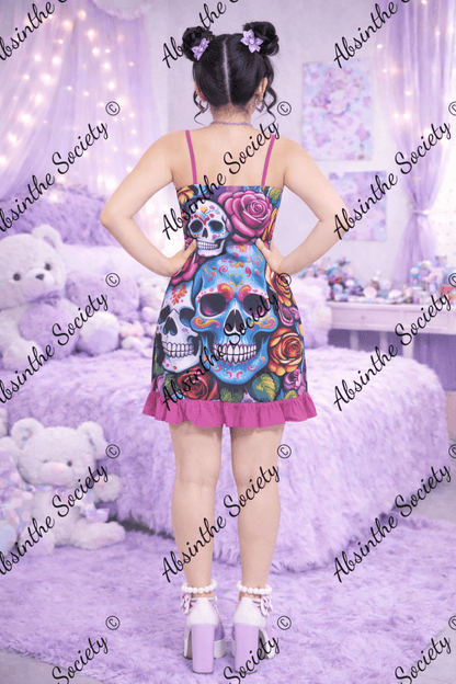 Haunted Harmony- Ruffle Hem Mini Dress