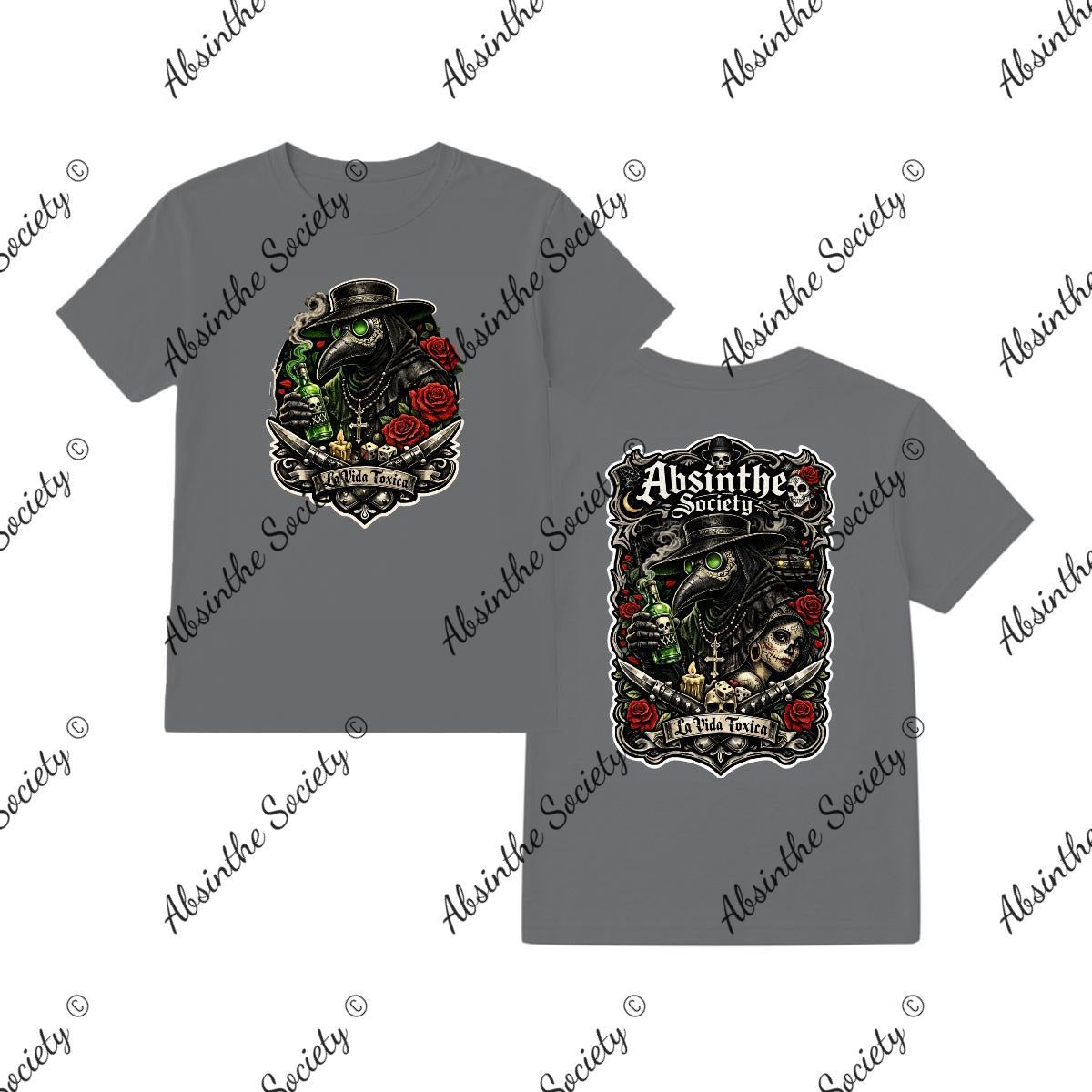 La Vida Toxica - La Pareja - Double Side T-Shirt Printed in USA Charcoal