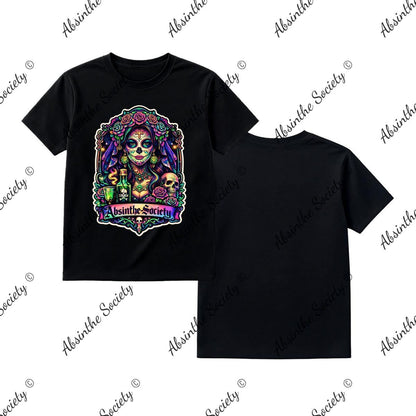 Absinthe Society Catrina Color - T-Shirt Printed in USA Black