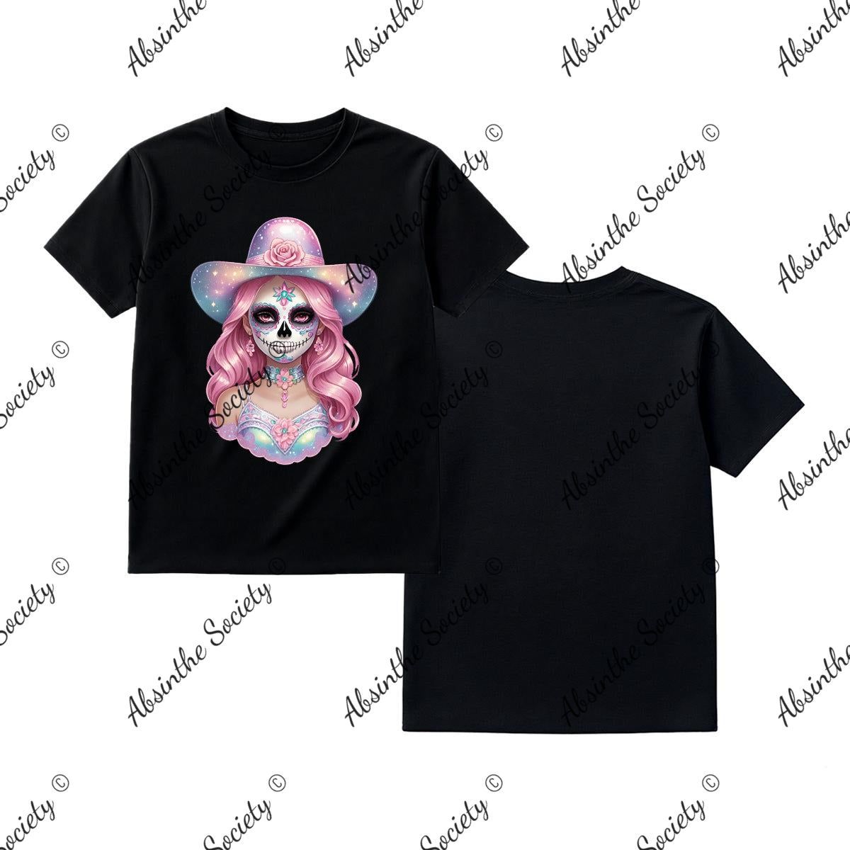Pretty Pastel Catrina - T-Shirt Printed in USA Black