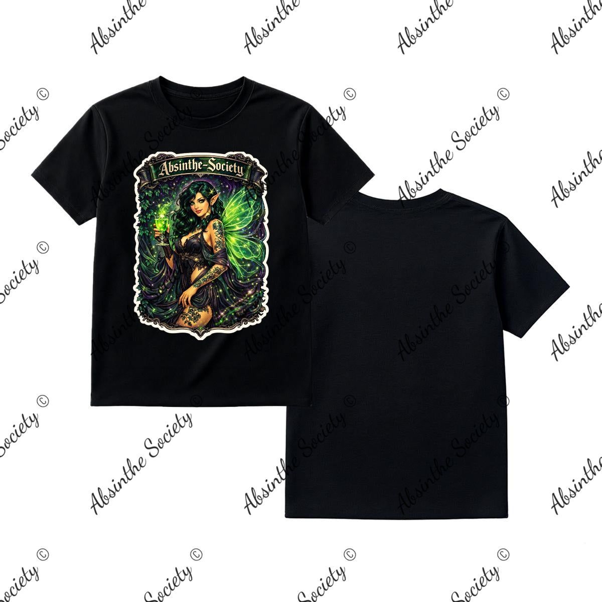 Green Fairy- Full Scale T-Shirt Printed in USA Black