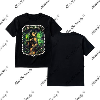 Green Fairy- Full Scale T-Shirt Printed in USA Black