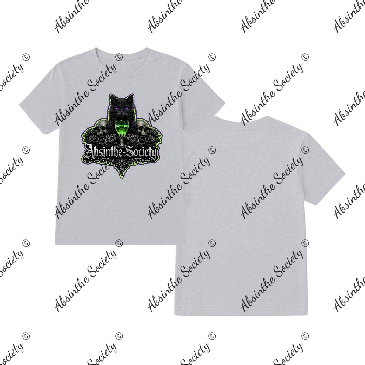 Black Cat T-Shirt | Absinthe Society Sport Grey