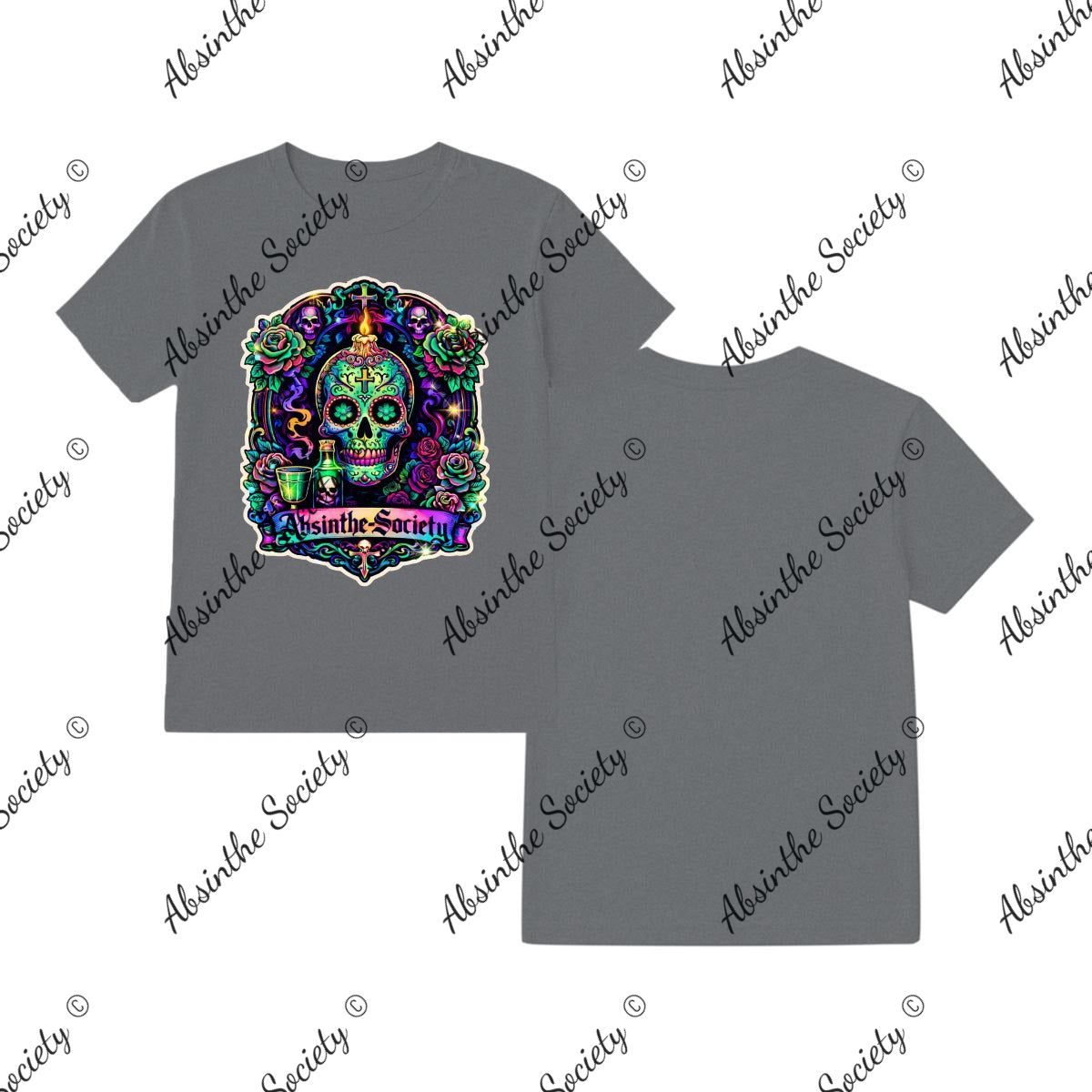 Absinthe Society Sugar Skull- T-Shirt Printed in USA Graphite