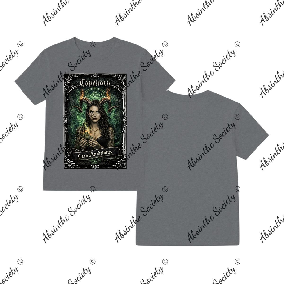 Capricorn - Stay Ambitious T-Shirt Printed in USA Graphite