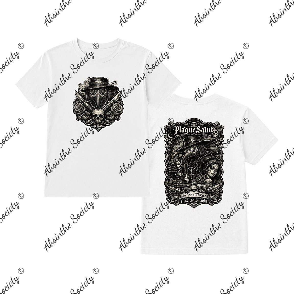 La Vida Toxica- La Pareja Grayscale- Double Side T-Shirt Printed in USA White