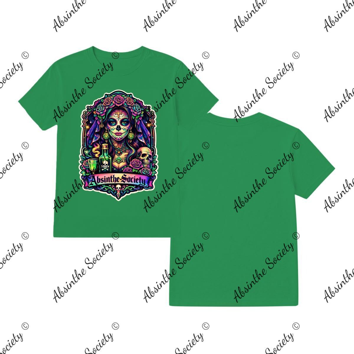 Absinthe Society Catrina Color - T-Shirt Printed in USA Irish Green