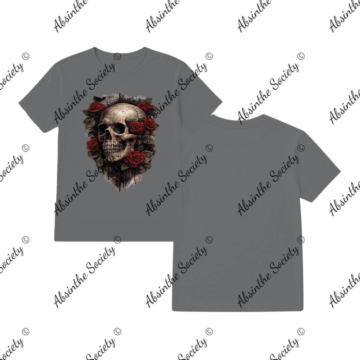 Rose Skull T-Shirt | Printed in USA Charcoal