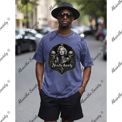 Marilyn Absinthe- Unisex Heavyweight T-shirt Printed in USA ink blue