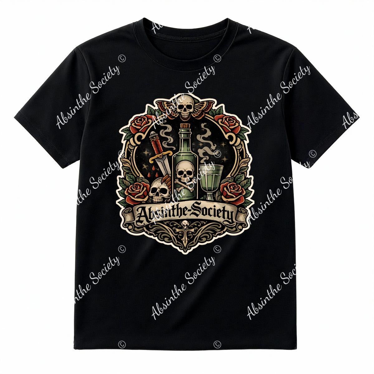 Absinthe Society Old Skool Tattoo Inspired - T-Shirt Printed in USA