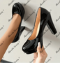 Street Style Block Heel Pumps | Round Toe black